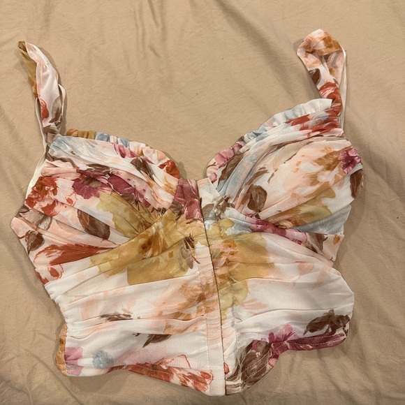 Windsor White and Pink Ruched Bustier Tank Top - Picture 1 of 4